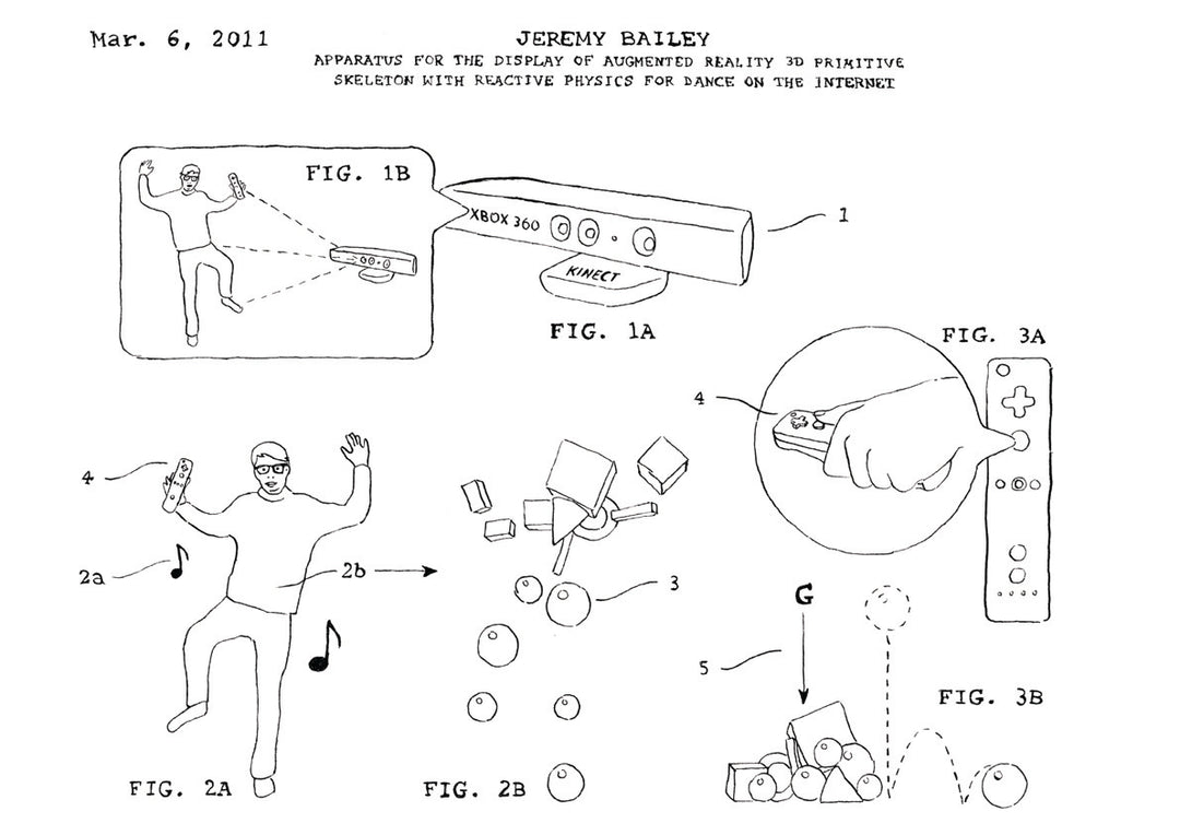 Apparatus for the Display of Augmented 3D Primitive Skeleton with Reactive Physics for Dance on the Internet (2011)